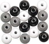 Gekleurde zwarte/witte/grijze hobby kralen van hout 6mm - 115x stuks - DIY sieraden maken - Kralen rijgen hobby materiaal