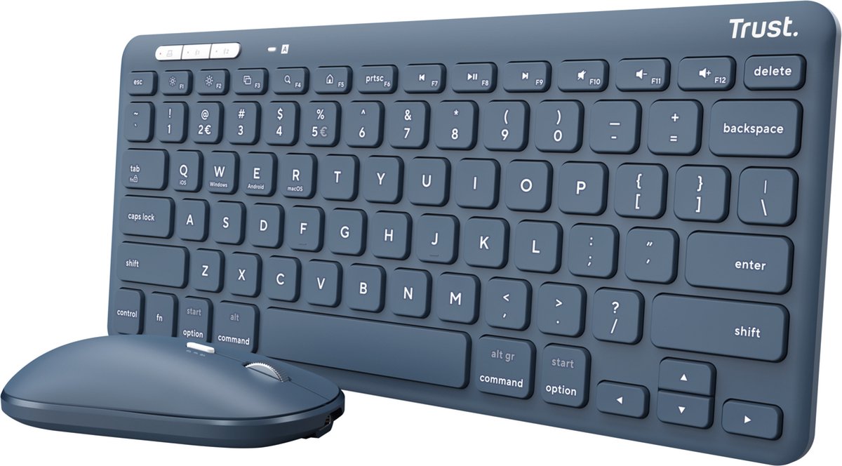 Trust Lyra Multi-Device Wireless Keyboard & Mouse Blauw