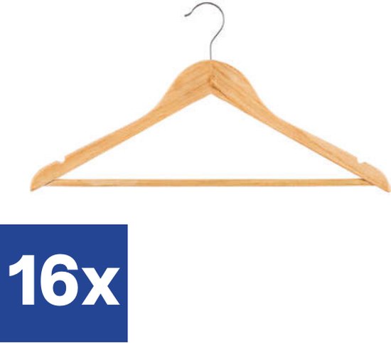 Brixy 30 Houten Kledinghangers - Met Inkeping En Broeklat - Bruin