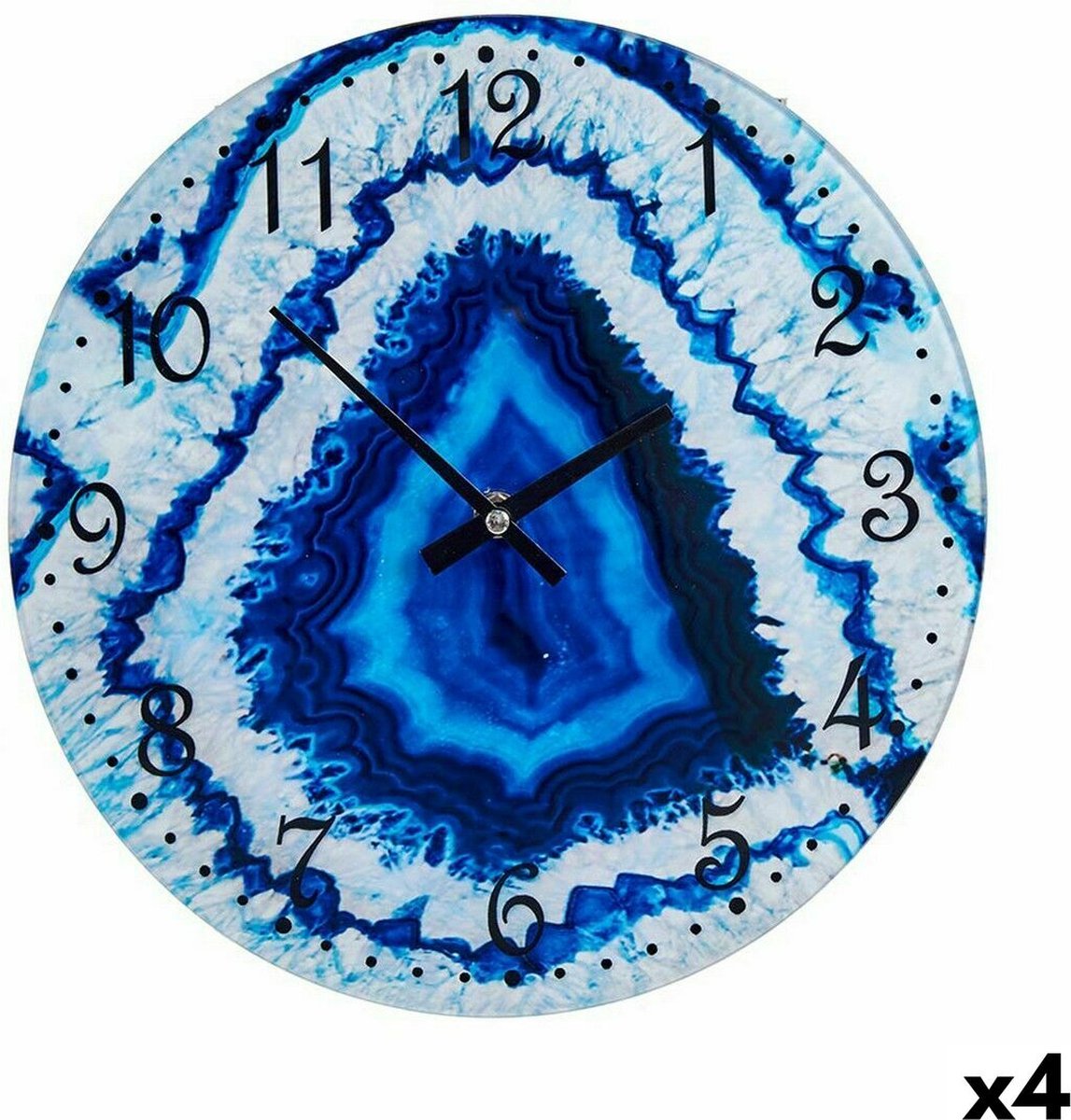 Muurklok Marmer Blauw Kristal 30 x 4 x 30 cm (4 Stuks)