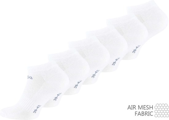 KAPPA® Sneakersokken met Air Mesh - 6 paar - Wit - Maat 39-42
