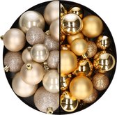 Kerstballen 60x stuks - mix goud/champagne - 4-5-6 cm - kunststof - kersversiering