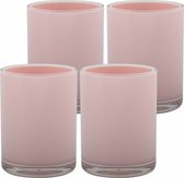 MSV Gobelet / gobelet à limonade - 4x - plastique PS - rose clair - 440 ml - gobelets de camping - luxe