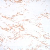 Raved Raamfolie/Plakfolie - Decoratiefolie - Marmer Print Wit/Oranje - 2 m x 45 cm