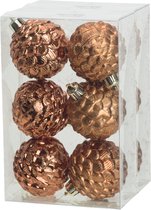 Boules de Noël décorées Cosy at Home 12x - 6 cm - plastique - marron cannelle