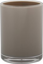 MSV Badkamer drinkbeker/tandenborstelhouder Aveiro - PS kunststof - beige - 7 x 9 cm