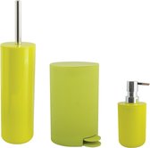 MSV Ensemble brosse WC dans support/distributeur de savon/poubelle à pédale Moods - plastique - citron vert/vert pomme