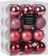 Christmas Decoration kerstballen 32x -5 cm-kunststof -roze