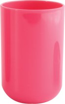 MSV Badkamer drinkbeker/tandenborstelhouder Porto - PS kunststof - fuchsia roze - 7 x 10 cm