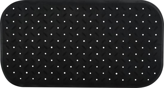 MSV Douche/bad anti-slip mat badkamer - rubber - zwart - 36 x 65 cm - met zuignappen