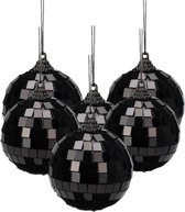 Boule disco de décoration de Noël Boule de Noël - 6x - noir - 6 cm - plastique