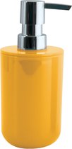 MSV Pompe/distributeur de savon Porto - plastique PS - jaune safran/argent - 7 x 16 cm - 260 ml