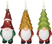 Kersthangers gnome/dwerg/kabouter- set 3x st- 12,5cm -kunststof -kerstornamenten
