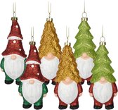 Kersthangers gnome/dwerg/kabouter- set 6x st- 12,5cm -kunststof -kerstornamenten