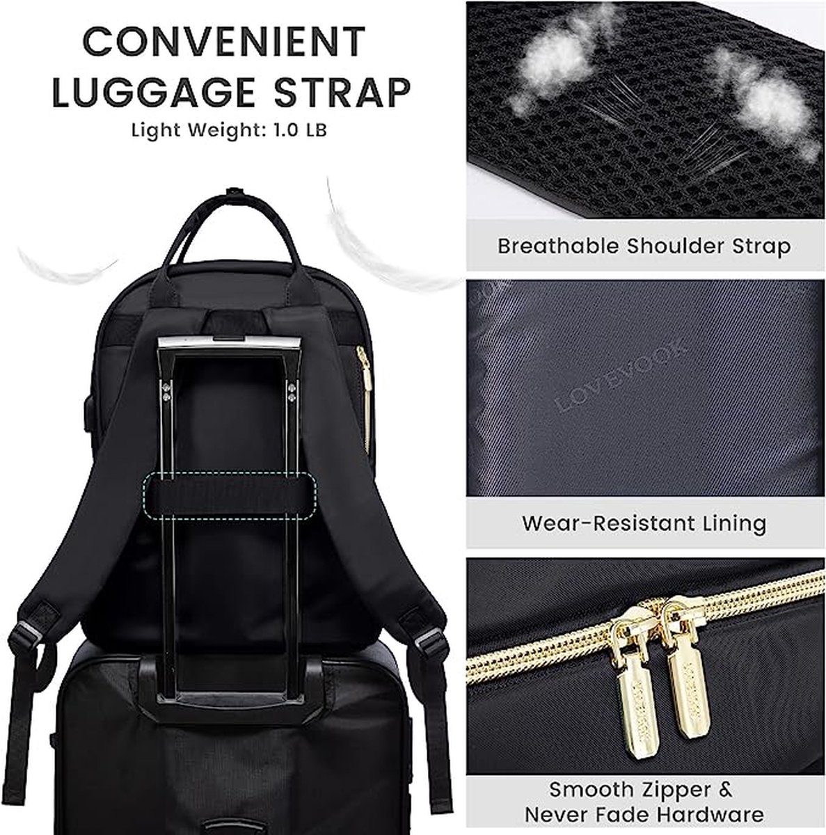 Sac à Dos Femme RJEU 17,3" - USB, RFID - Pour Ordinateur, Voyage