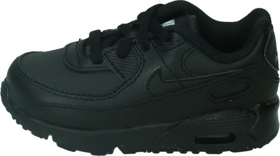Zwarte Nike Air Max 90 LTR sneaker voor baby's, zijaanzicht met veters.