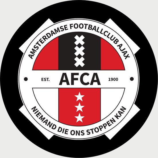 Ajax Schilderij - AFCA - Voetbal - Muurcirkel - Poster - Wanddecoratie op Aluminium (Dibond) - 40x40cm - Inclusief Gratis Ophangsysteem