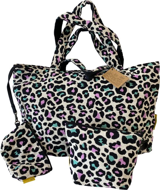 Mycha Ibiza - strandtas - Ibiza tas - jacquard katoen - gratis - toilettas - Myc24005