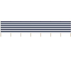 Strand/camping - windscherm - gestreept - wit/blauw 4.65 x 1,50 meter - strandscherm - windzeil - zonscherm - windstopper