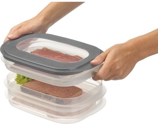 Boîte à viande Sunware Sigma home - 3 niveaux / plats - gris clair