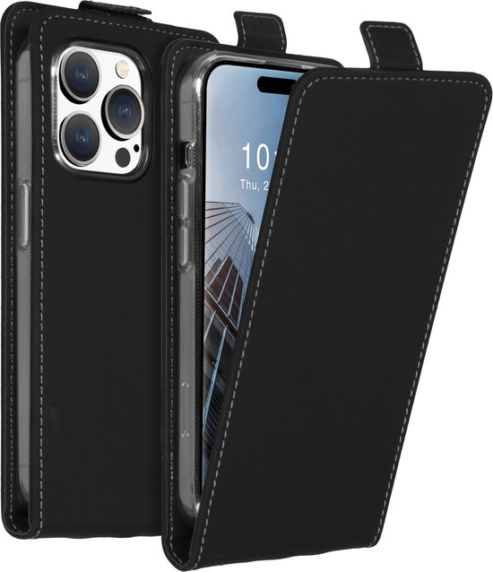 Accezz Hoesje Met Pasjeshouder Geschikt voor iPhone 15 Pro - Accezz Flipcase - Zwart