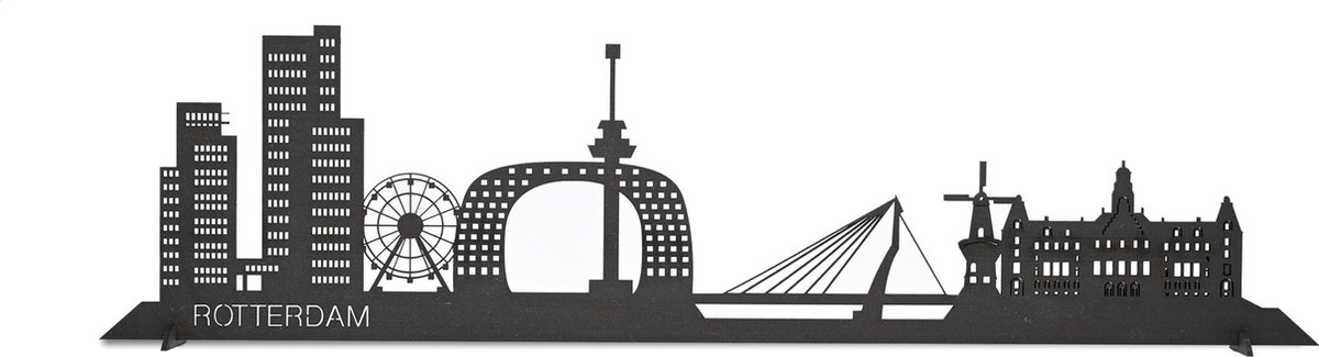 Casa Sentir - Wandecoratie - Skyline Rotterdam 60 cm - Zwart MDF