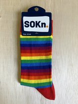 SOKn. trendy sokken *REGENBOOG rood* maat 40-46 (Ook leuk om kado te geven !)