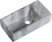 Fontaine Mia 40,5x20x10,5cm aspect marbre blanc gris à droite sans trou pour robinetterie