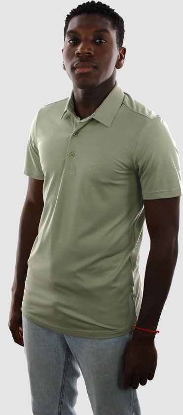 Vercate - Heren Polo Korte Mouw - Strijkvrij Poloshirt - Groen - Slim Fit - Tencel - Maat XL