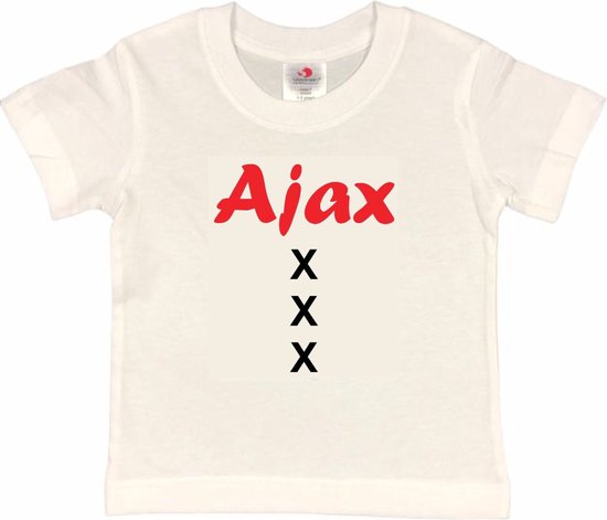 Amsterdam Kinder t-shirt | AJAX XXX | Verjaardagkado | verjaardag kado | grappig | jarig | Amsterdam | Ajax | cadeau | Cadeau | Wit/rood/zwart | Maat 86/92