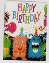 Diamond painting kaart - Verjaardagskaart - Paint je eigen kaart en verras je familie, vrienden, of buren,... (13 x 18 cm) Happy Birthday