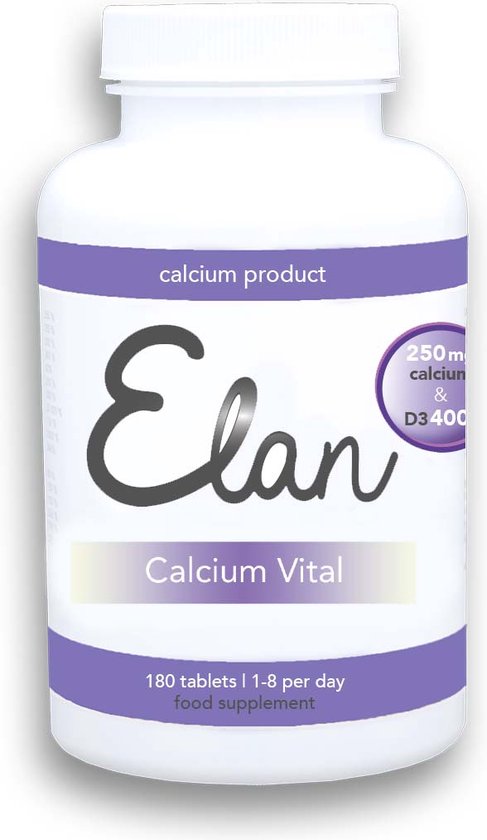 Calcium Vital tabletten - 180 Calcium Vital tabletten in de vorm van citraat (250 mg) met vitamine D3 (10 mcg) voor een betere opname van calcium