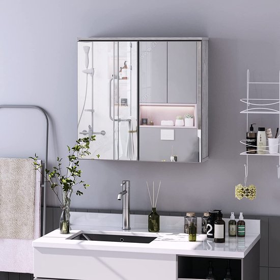 J&S - Meubles de salle de bain - Armoire à miroir à deux portes - Armoire à  pharmacie | bol