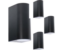 Merkloos Proventa AllWeather Wandlampen voor buiten - 4-pack muurlampen dubbel Zwart