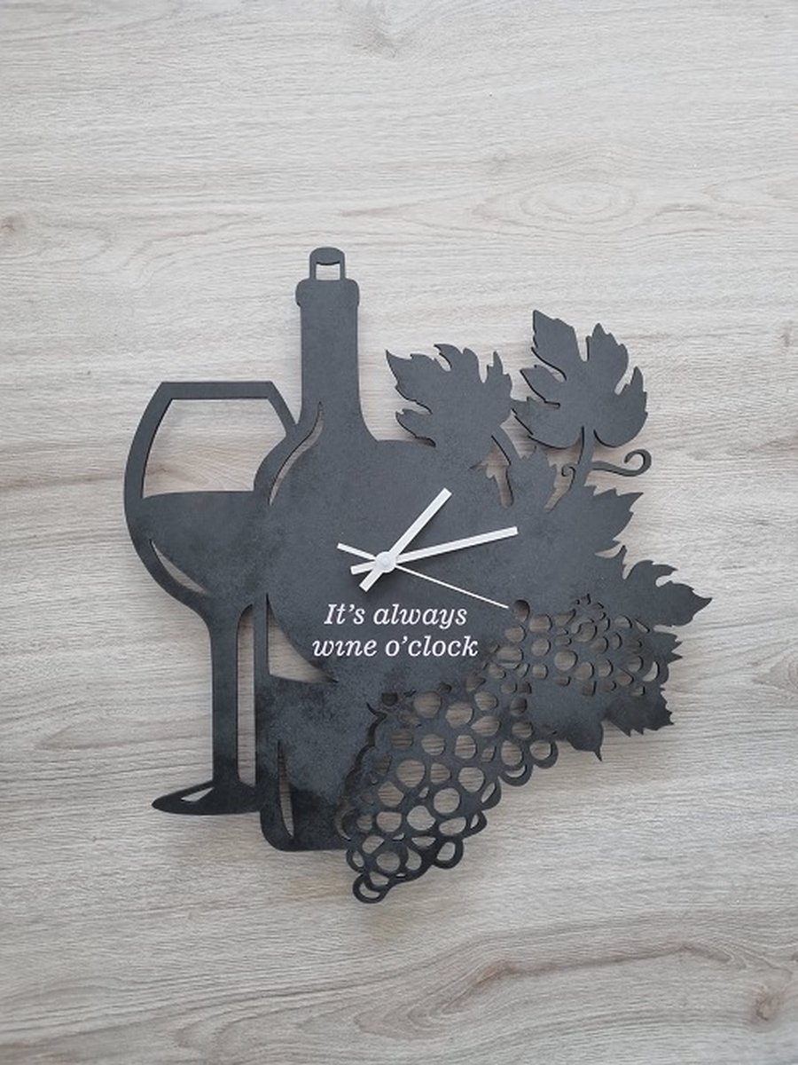 klok it's always wine o'clock - zwart