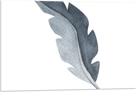 Acrylglas - Tekening van Grijs met Lichtgrijze Hoekige Dierenveer tegen Witte Achtergrond - 90x60 cm Foto op Acrylglas (Wanddecoratie op Acrylaat)