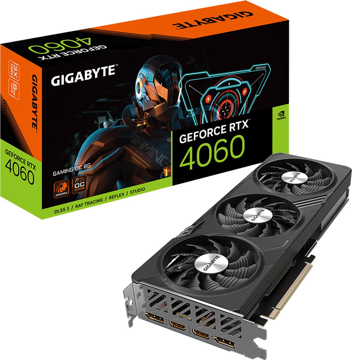 GIGABYTE GeForce RTX 4060 GAMING OC 8G - Videokaart - 8GB GDDR6 - PCIe 4.0 - 1 x HDMI - 3x DisplayPort