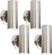 Proventa AllWeather RVS Outdoor Spots wandlamp - Voordeelverpakking - 4 x zilver