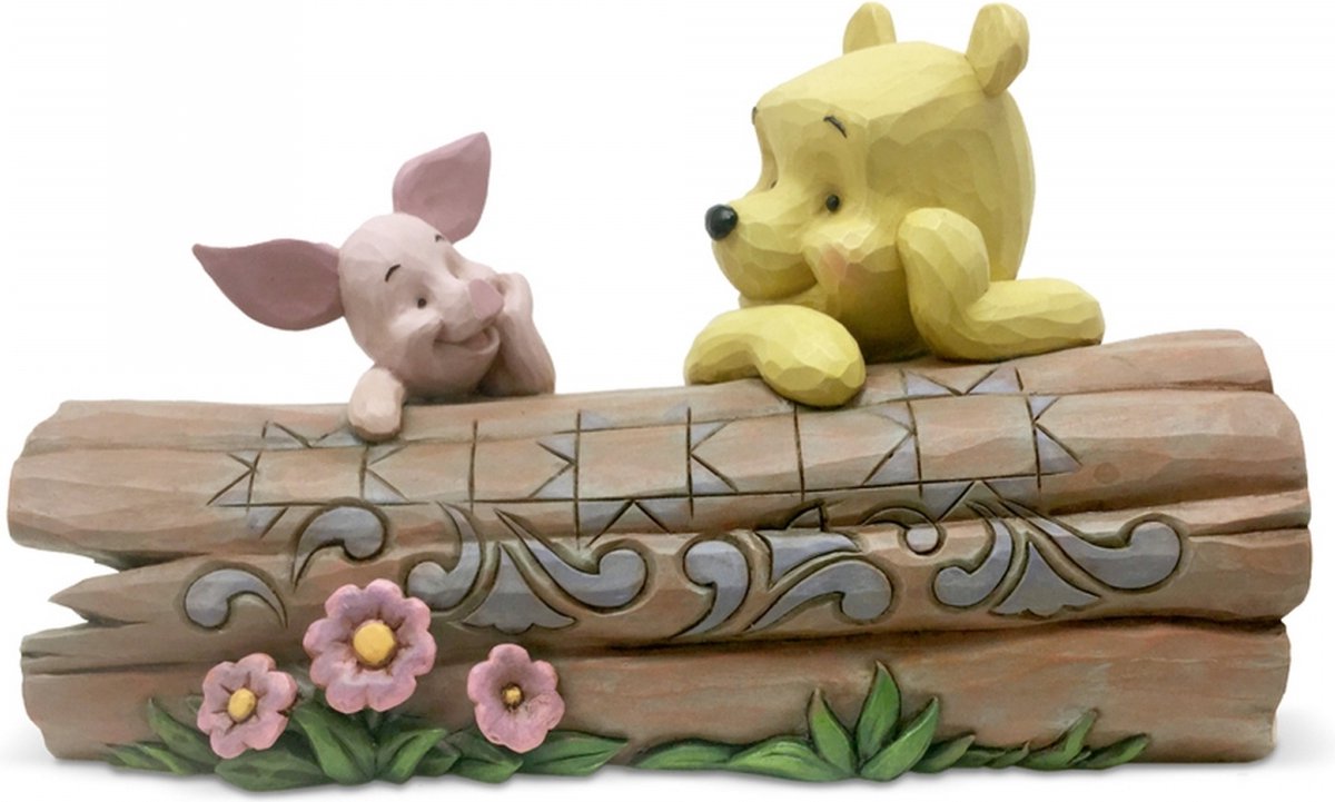Disney beeldje - Traditions collectie - Winnie Pooh & Piglet on a Log (op een boomstam) - Disney Traditions (Jim Shore)