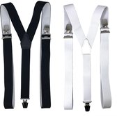Duopack Bretels Zwart/Wit met brede extra sterke stevige Clips