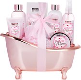 BRUBAKER Cosmetics - Danke Mama - 8-delige Luxe Bad en Body Set - Rose Vanilla Fragrance - Cadeautip Vrouw - Cadeau Idee - Verwenpakket Vrouw - Cadeauset in Decoratieve Badkuip - Moederdag cadeautje