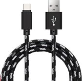 Nylon USB-C Kabel - USB-C naar USB-A - 0,25m - USBC2 - Zwart