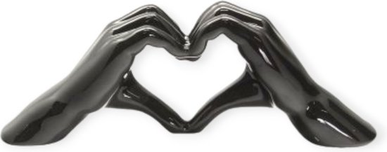 Gilde Handwerk - Hands de signe de coeur - Sculpture d'image - Zwart - Céramique