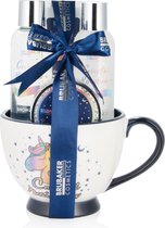 BRUBAKER Cosmetics 5-Delige Eenhoorn Schoonheidsset - Cadeautip - Cadeau Idee - Kleurrijke Regenboog met Vanille Lavendel Geur in XXL Koffiemok Blauw Wit - Moederdag cadeautje