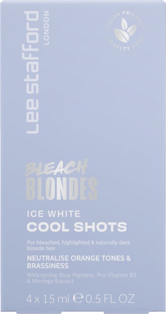 Lee Stafford - Bleach Blondes - Ice White - Cool Shots - Treatment voor Platinum Blond Haar - 4 x 15 ml