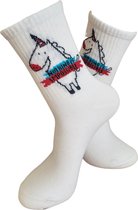 Unicorn - Niets is onmogelijk Sokken - leuke sokken - sport sokken - witte sokken - tennis sokken - sport sokken - valentijns cadeau - sokken met tekst - aparte sokken - grappige sokken - Socks waar je Happy van wordt - maat 37-44
