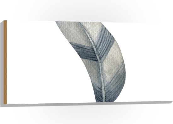 Hout - Tekening van Veer in het Grijs en Donkergrijs tegen Witte Achtergrond - 100x50 cm - 9 mm dik - Foto op Hout (Met Ophangsysteem)