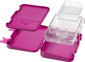 Len bento Box lunchbox voor kinderen, met 4 + 2 vakken, extreem robuust, lunchbox, ideaal voor kinderopvang en school (paars, zittende eenhoorn)