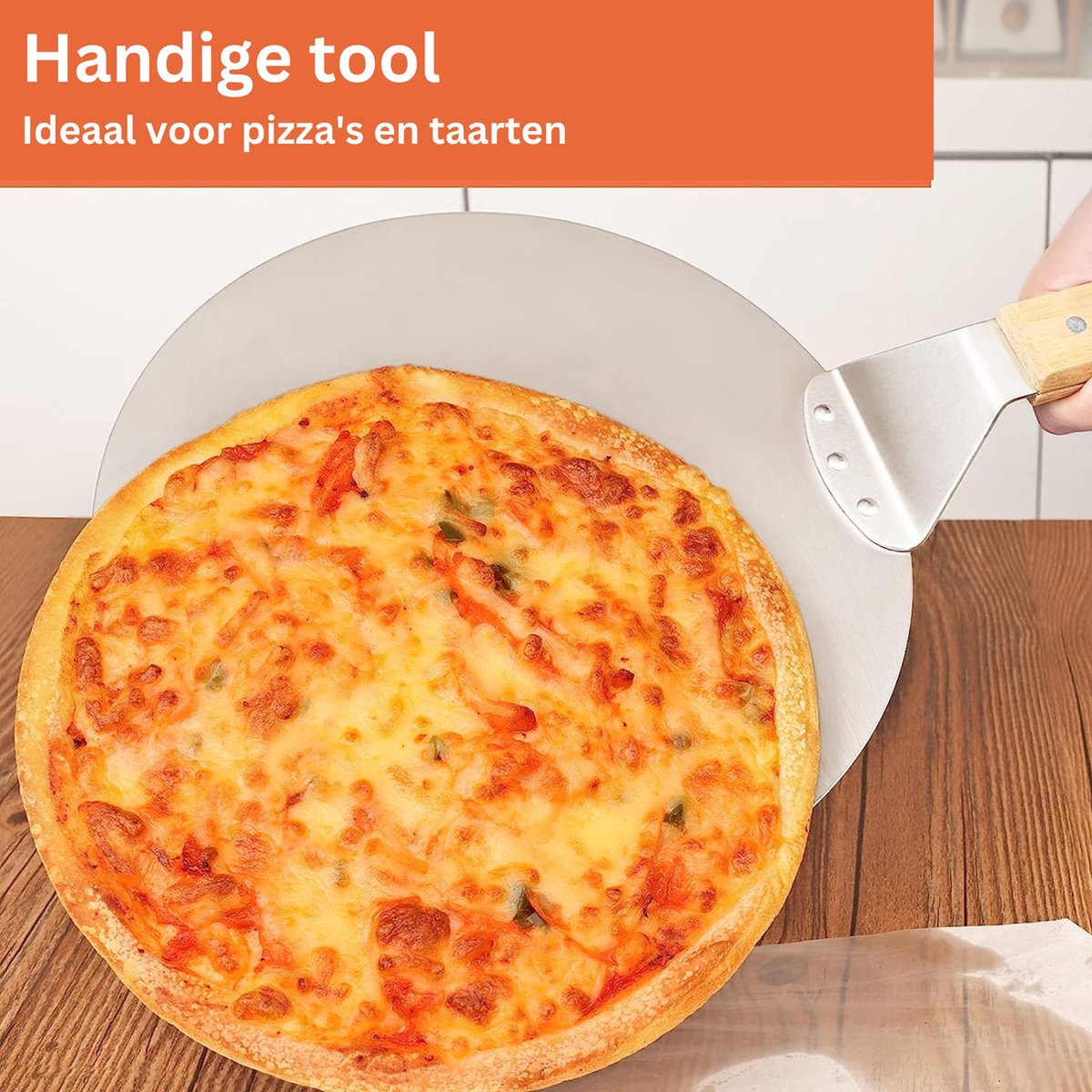 Pizzaschep Pizzaschep RVS Rond Pizzaspatel - afbeelding 4