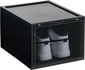 Kicksafe® Sneaker Box - Schoenenopberger - Stapelbaar - Drop-front (met Deurtje aan smalle kant en Magneetjes) - 1 stuks - Zwart